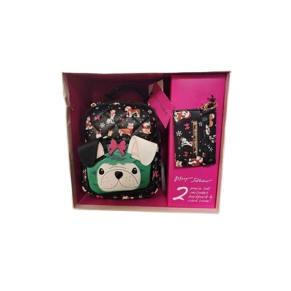 Betsey Johnson Christmas dog backpack and card case